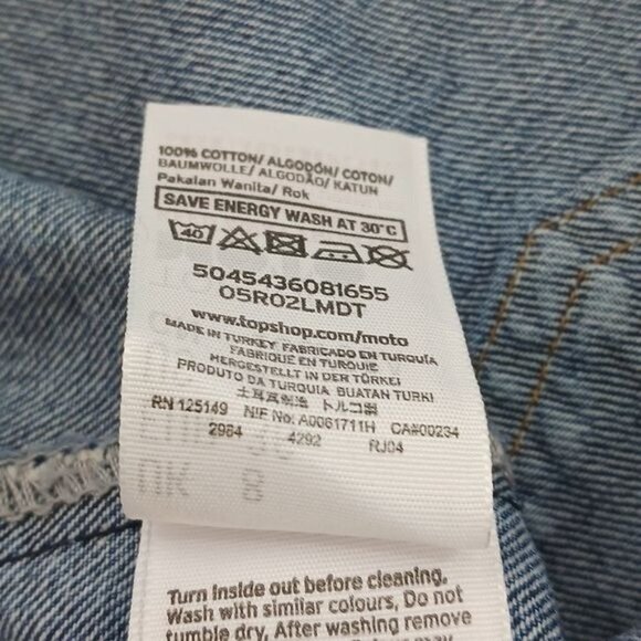 Topshop Moto Denim Skirt Blue Jean Mini Cut Off Womens Size 4 - Picture 5 of 5